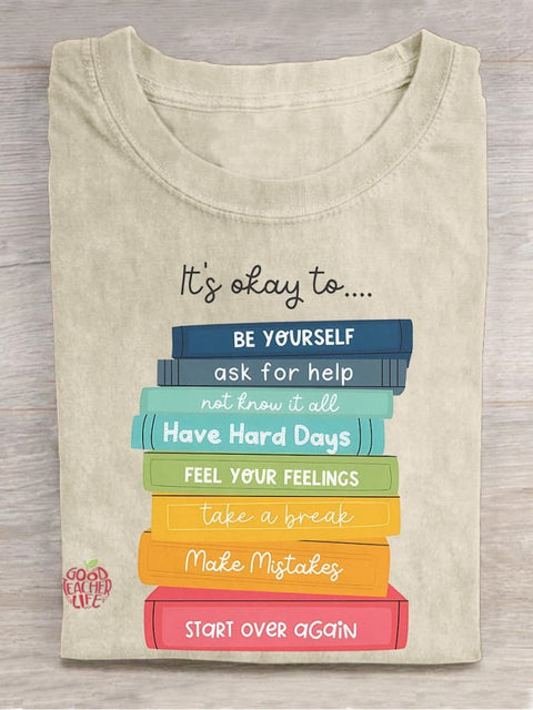 It's Okay To... Casual Print T-shirt