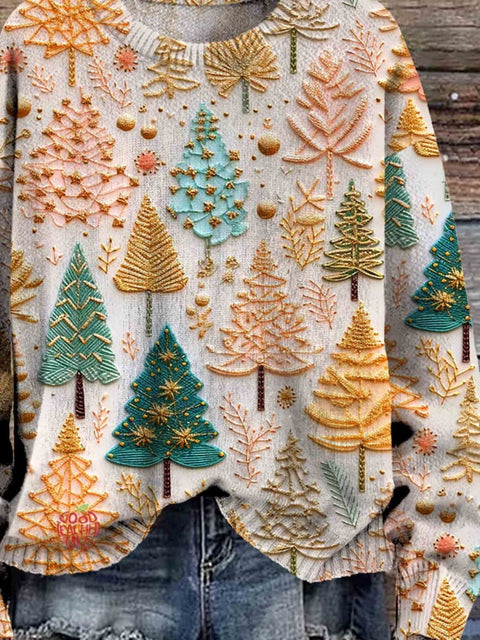 Christmas Tree  Art Print Knit Pullover Sweater