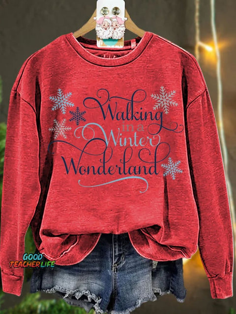 Christmas Walking In A Winter Wondeiland Casual  Sweatshirt