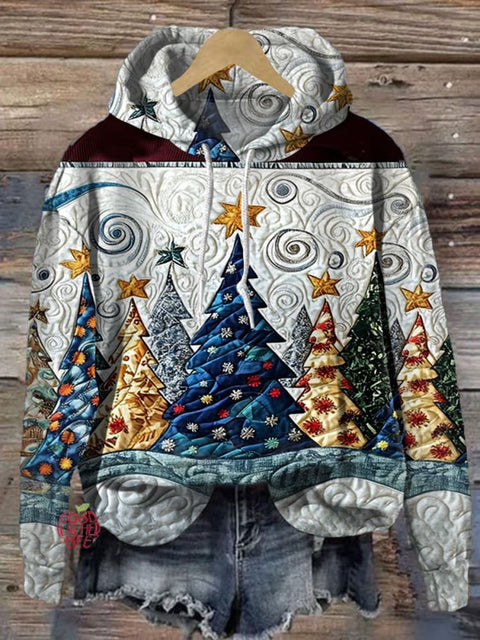 Christmas Tree Print Casual Hoodie Sweatshirt