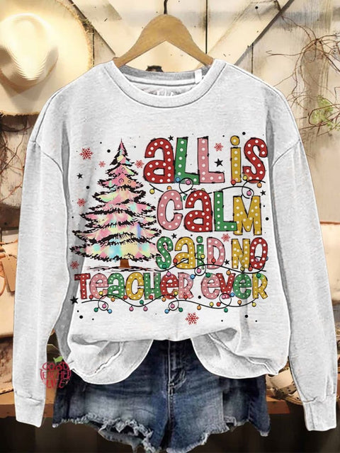 Teacher Coquette Christmas Iridescent Christmas Tree Casual Sweatshirt