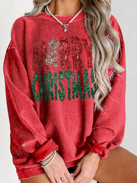 Women's Merry Christmas Tree Red Green Casual Print Sweatshirt