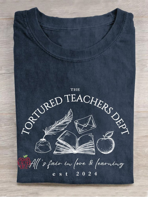 The Tortured Teachers Department Apple Casual Print T-shirt