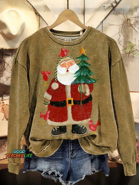 Christmas Tree Santa Claus Casual Sweatshirt