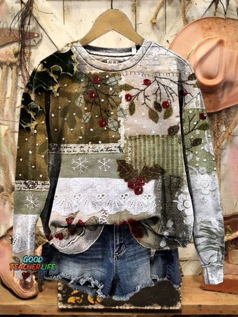 Christmas Print Casual  Sweatshirt