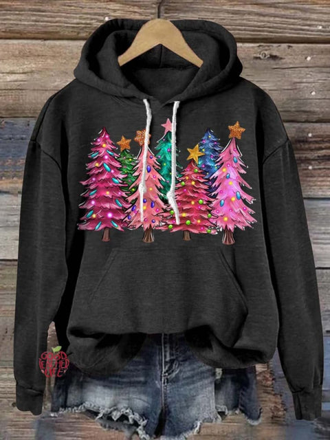 Lovely Christmas Tree Art Print Casual Hoodie Sweatshirt