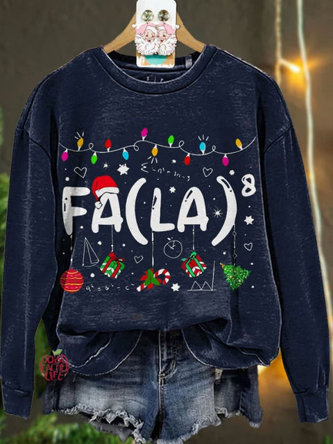 Fa La Eighth Power Christmas Math Teacher Casual Sweatshirt