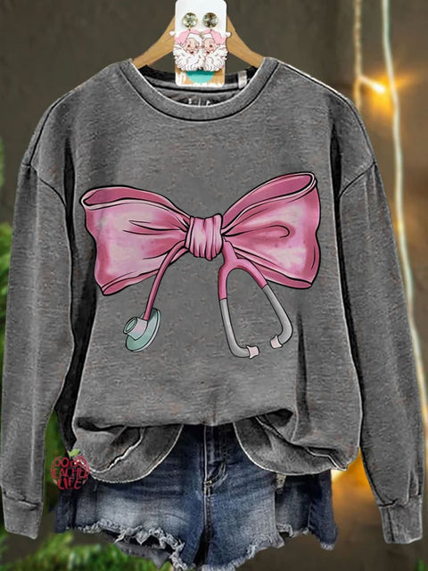 Coquette Nurse Stethoscope Bow Casual Sweatshirt