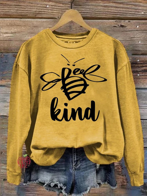 Bee Kind Casual Print Sweatshirt