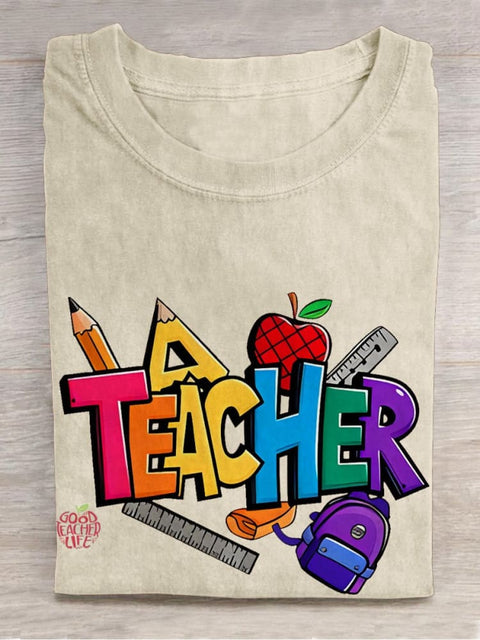 Teacher Thing Casual Print T-shirt