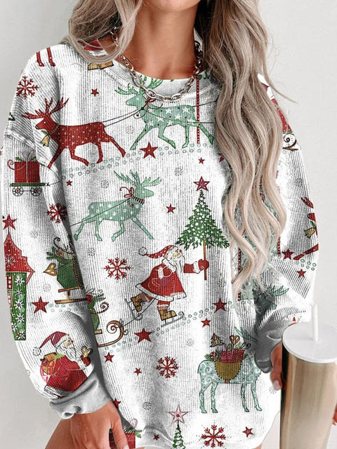 Christmas tree Santa Claus elk Women's Casual Print Shirt