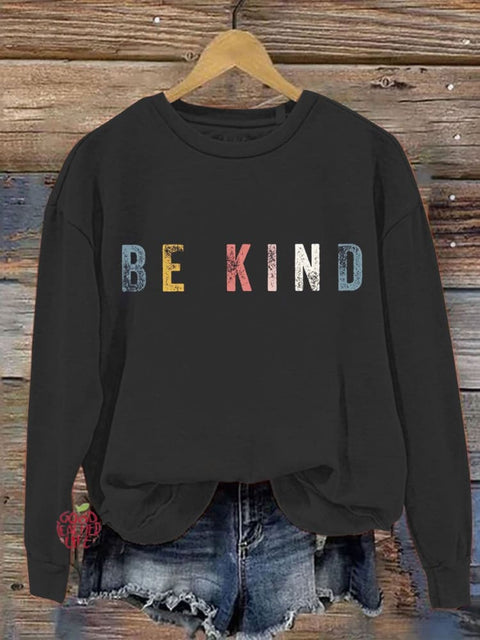 Be Kind Art Pattern Print Casual Sweatshirt