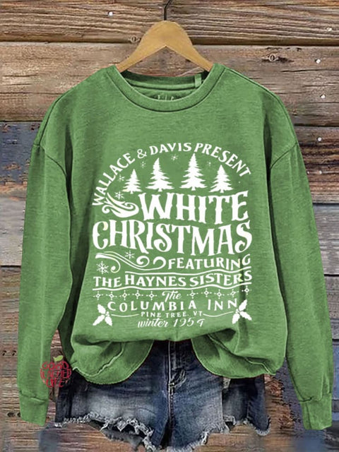 White Christmas  Cozy  Christmas Print Casual  Sweatshirt