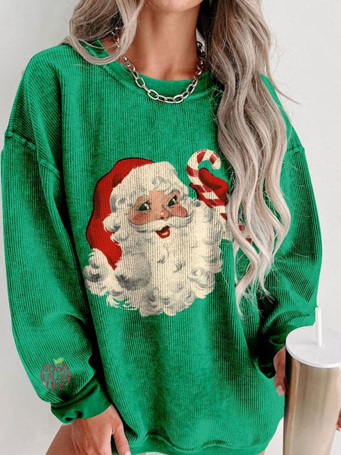 Women's Santa Retro Boho Best Holiday Christmas Casual Print Shirt