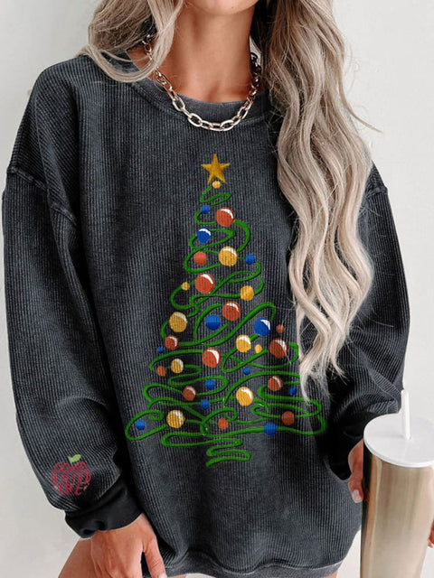 Women's Colorful Christmas Tree Merry Christmas Casual Print Sweatshirt