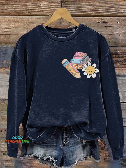 Teacher Retro Trendy Disco Teach Gift Casual  Sweatshirt