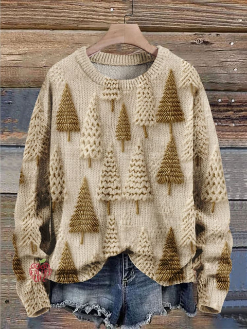 Christmas Gift Christmas Tree Art Print Knit Pullover Sweater