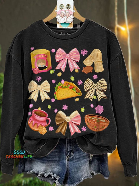Christmas Coquette bow Christmas Mexican Casual  Sweatshirt