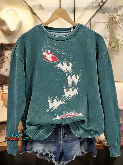 Santa Claus Sleigh Elk Casual Sweatshirt