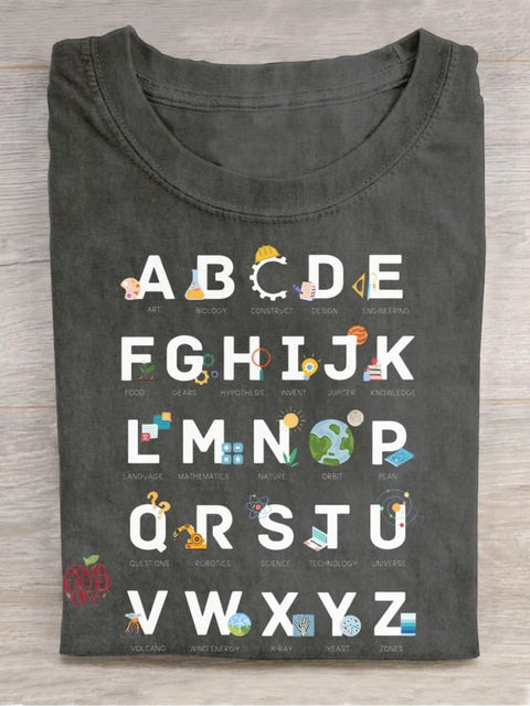 STEAM Alphabet Casual Print T-shirt