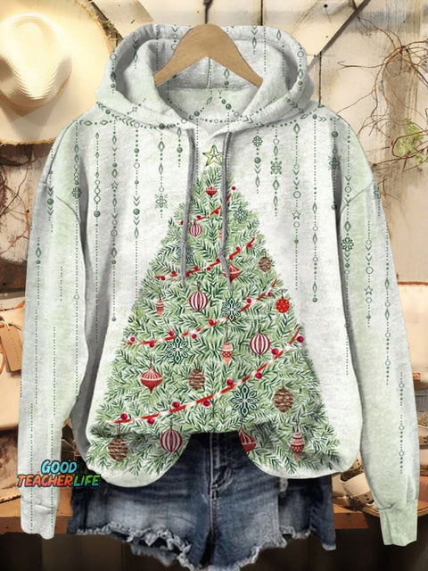 Christmas Tree Art Print Casual Hoodie