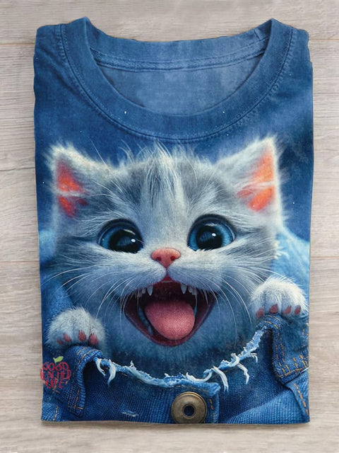 Funny Cat  Art Print Casual T-Shirt