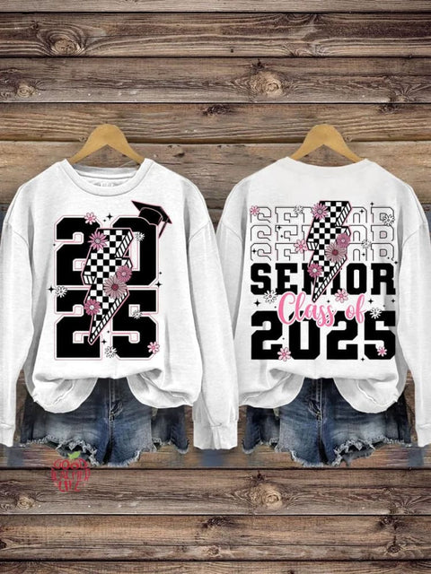 New Year Retro Senior 2025 Varsity Senior 2025  Teacher Casual  Sweatshirt