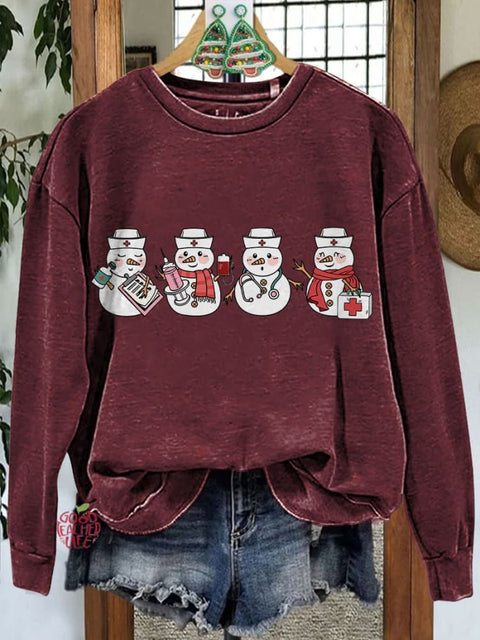 Christmas Nurse Snowman Casual Sweatshirt