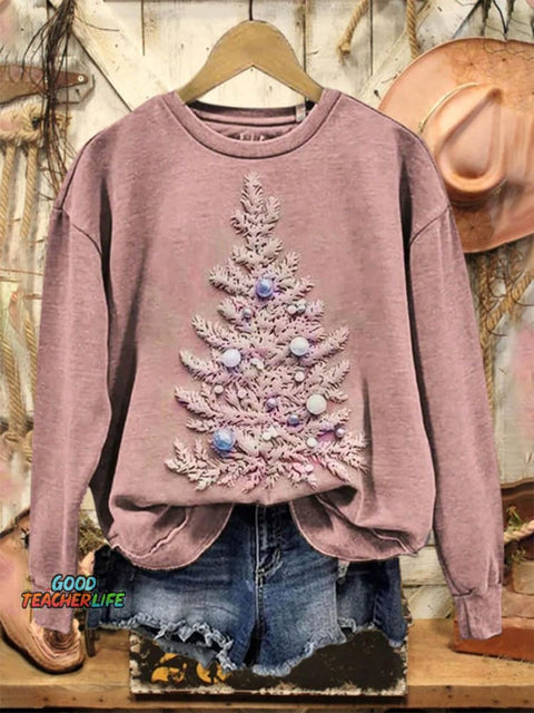 Lovely Christmas Tree Art Print Casual Sweatshirt