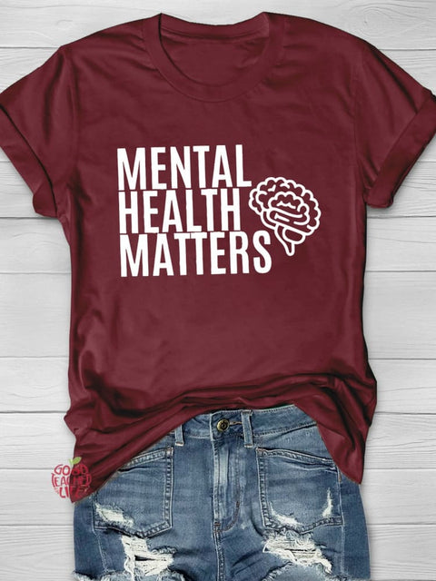 Mental Health Matters Printing T-shirt