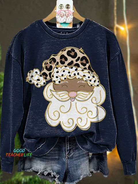 Glitter Santa Christmas Santa Casual Sweatshirt