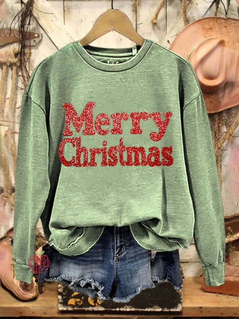 Merry Christmas Print Casual  Sweatshirt