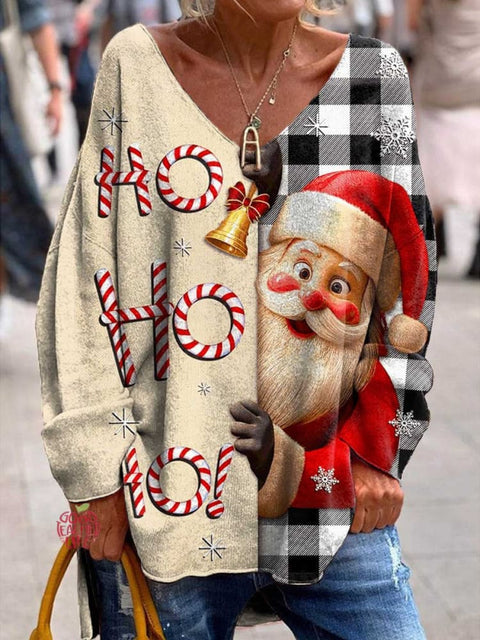 Women's Lovely Christmas Santa Art Print Casual Sweatshirt