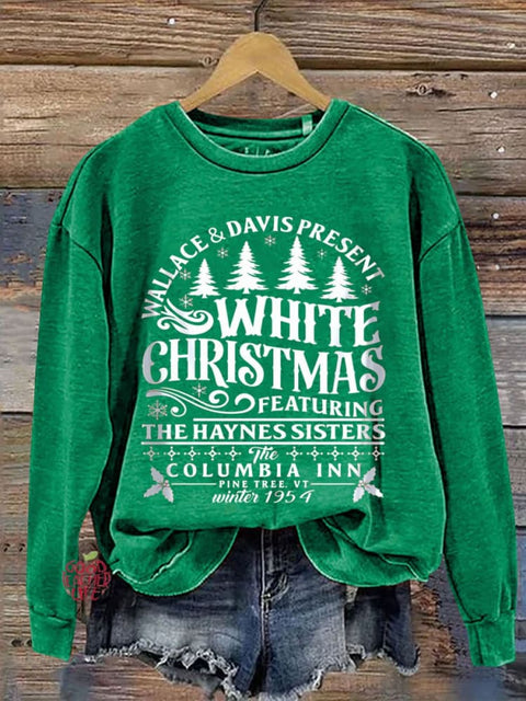 White Christmas  Cozy  Christmas Print Casual  Sweatshirt