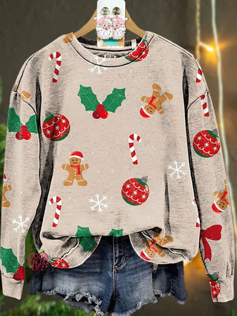 Christmas Gingerbread Holly Casual  Sweatshirt