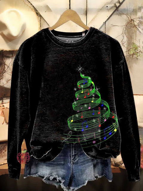 Christmas Tree Musical Notes Casual Sweatshirt