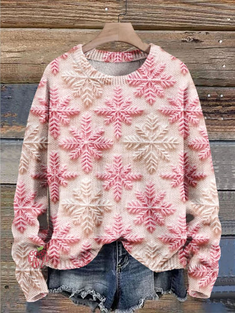 Christmas Gift Christmas Snowflake Art Print Knit Pullover Sweater