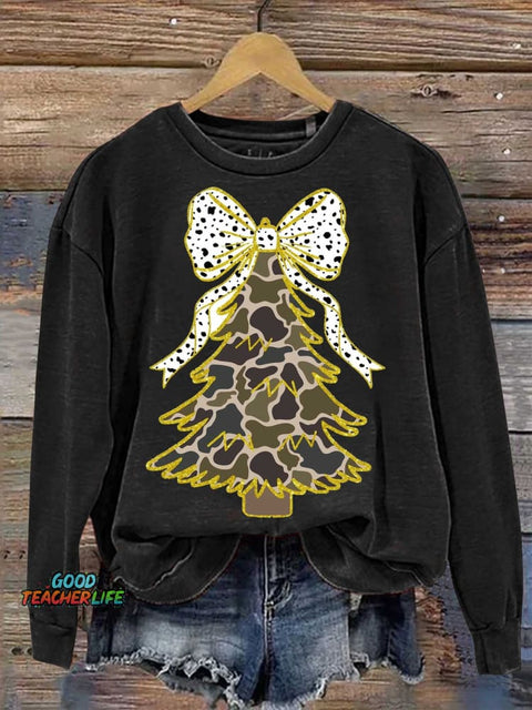 Christmas Tree Bow Casual Sweatshirt