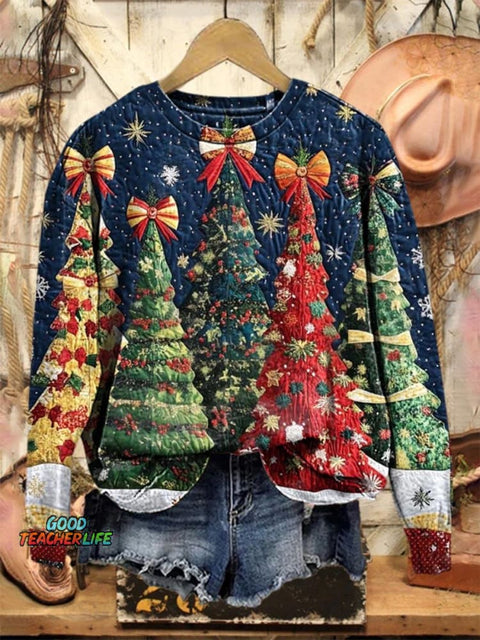 Lovely Christmas Tree Art Print Casual Sweatshirt