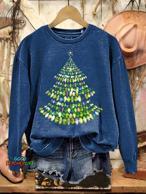 Lovely Shiny Christmas Tree Art Print Casual Sweatshirt