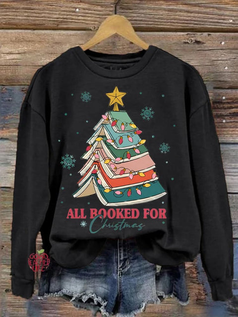 Women's All Booked For Christmas Print Casual Sweatshirt