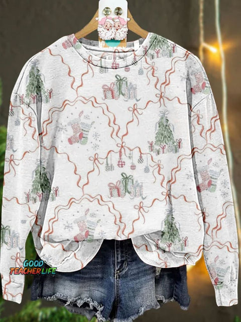 Simple Christmas Casual Print Sweatshirt