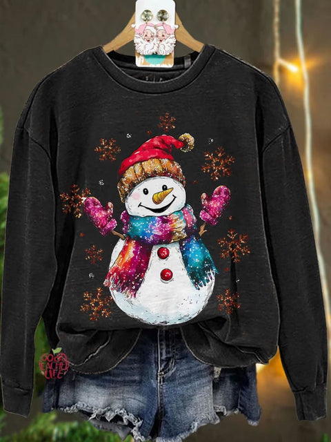 Colorful Scarves Snowman Teacher Casual Sweatshirt