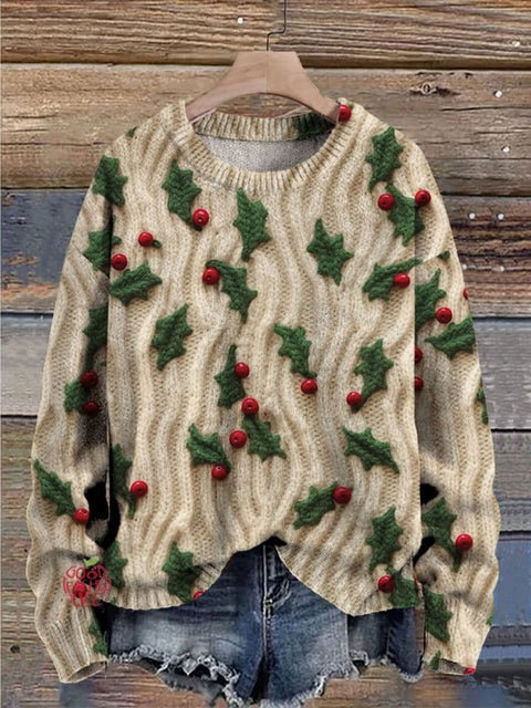 Christmas Tree Claus Print Knit Pullover Sweater