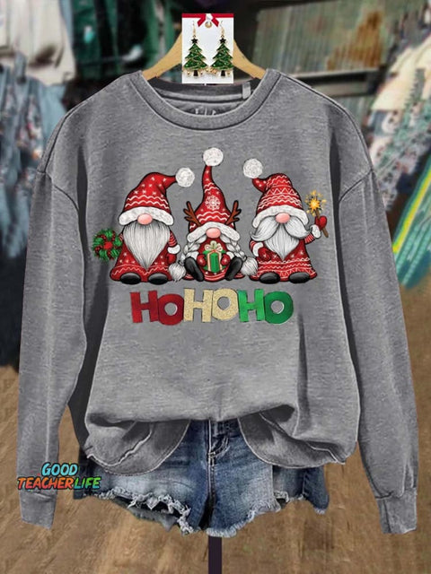 Lovely Christmas Gnomes Art Print Casual Sweatshirt