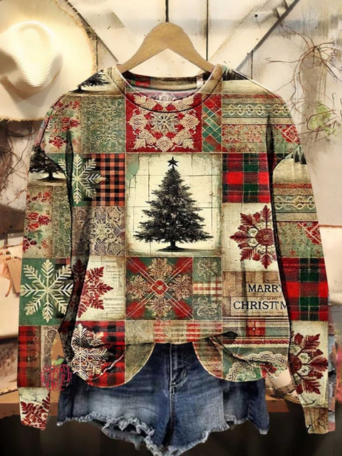 Christmas Tree Snowman Casual Sweatshirt