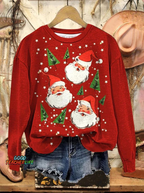 Lovely Christmas Santa Art Print Casual Sweatshirt