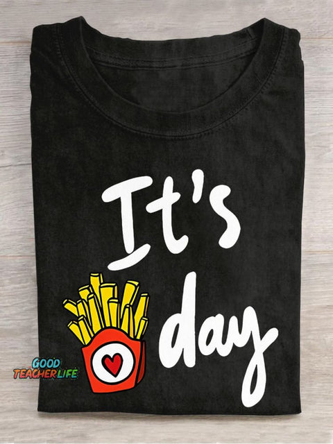 It's Friday Teacher Casual Print T-shirt