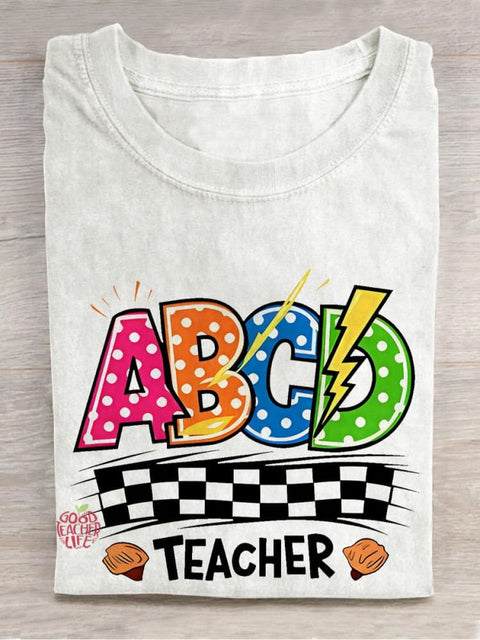 ABCD Teacher Casual Print T-shirt