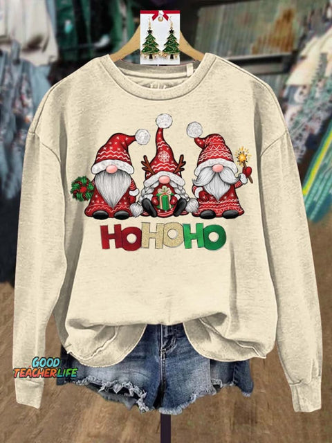 Lovely Christmas Gnomes Art Print Casual Sweatshirt